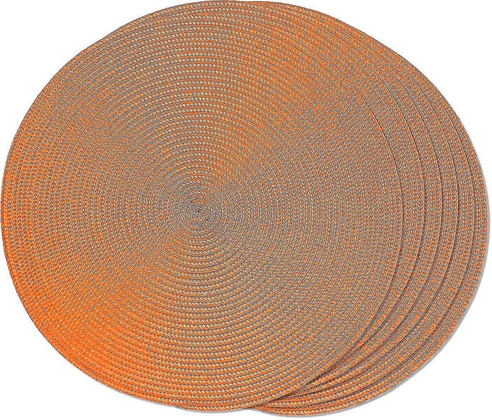 Dining Table Set Of 6 Orange Round Braided Placemats Compatible With Dining Tabl Carousel 1