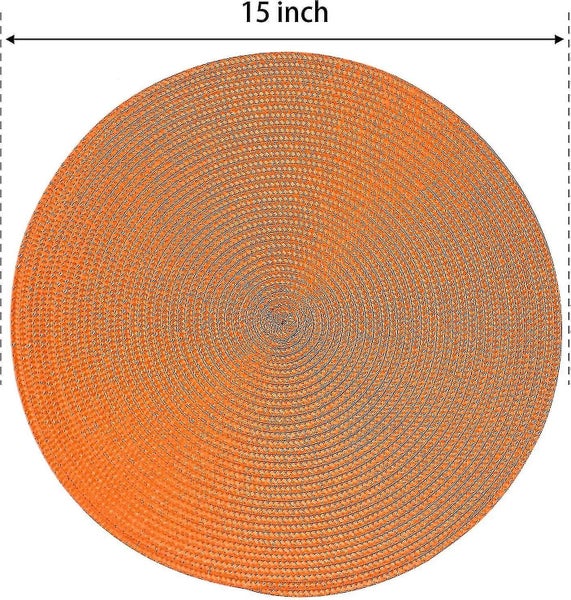 Dining Table Set Of 6 Orange Round Braided Placemats Compatible With Dining Tabl Carousel 2