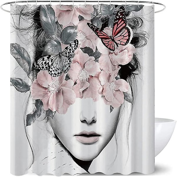 Floral Shower Curtain Women Aesthetic Shower Curtain Rose Flower Flower Butterfl Carousel 2