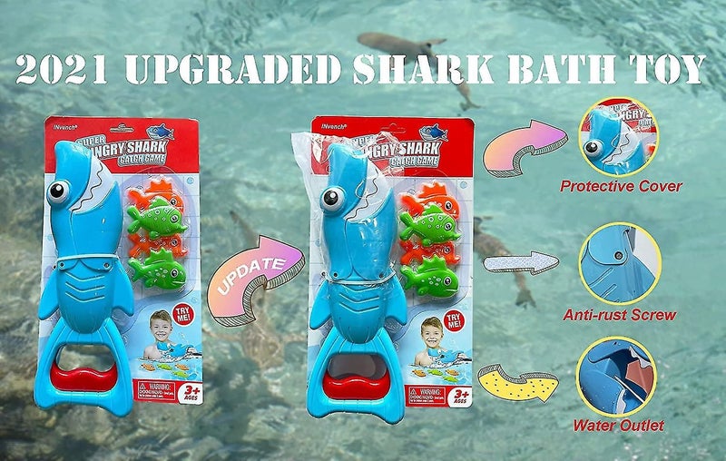 Shark Grabber Baby Bath Toys - 2021 Upgraded Blue Shark With Teeth Biting Action Carousel 2