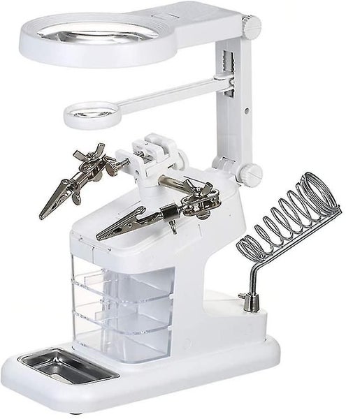 Led Light Helping Hands Magnifier Station - 3x/4.5x/25x Usb Lighted Hands Free M Carousel 1