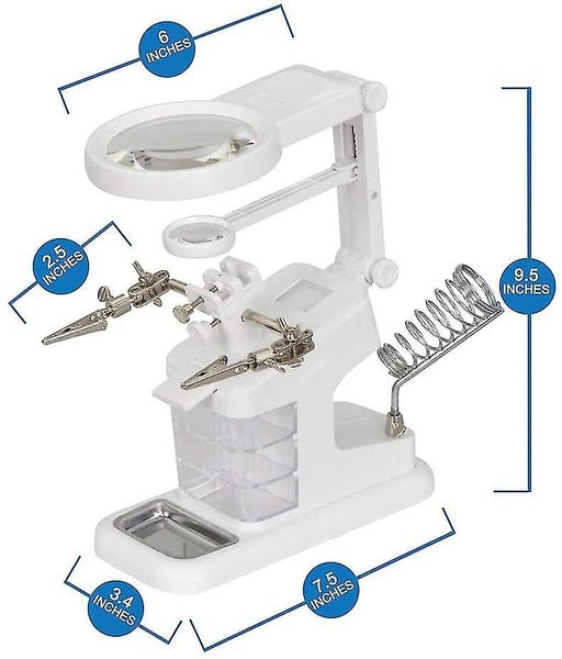 Led Light Helping Hands Magnifier Station - 3x/4.5x/25x Usb Lighted Hands Free M Carousel 5
