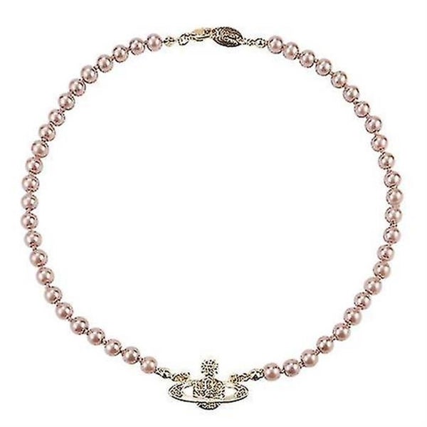 Pearl Necklace Saturn Crystal Rhinestone Necklace Imitation Pearl Choker Carousel 1