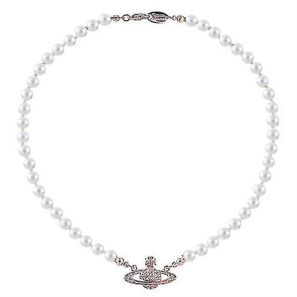 Pearl Necklace Saturn Crystal Rhinestone Necklace Imitation Pearl Choker Carousel 4