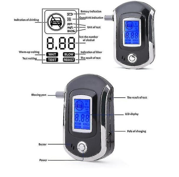 Professional Digital Breath Alcohol Tester Breathalyzer With Lcd Display With10 Carousel 4