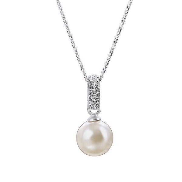 Sterling Silver Zircon Necklace Pendant Fashion Pearl Clavicle Chain Pendants Je Carousel 1