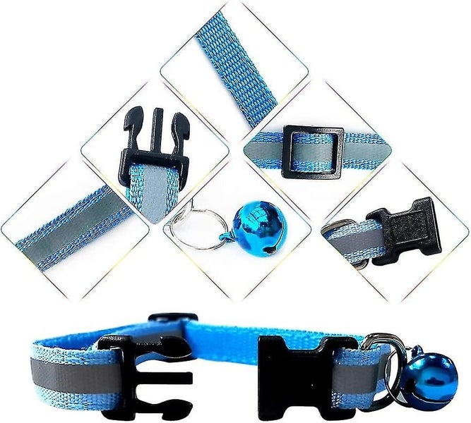 Ubiuo Reflective Cat Nylon Collar 7 Pcs With Cute Bell And Id Tag, Adjustable Pe Carousel 2