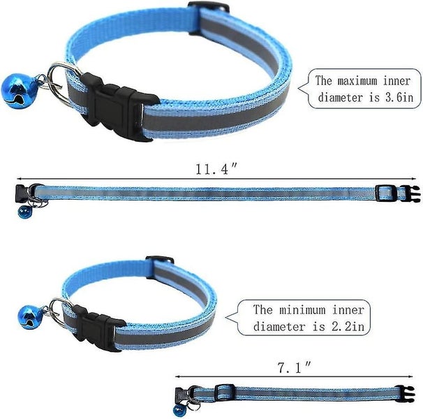 Ubiuo Reflective Cat Nylon Collar 7 Pcs With Cute Bell And Id Tag, Adjustable Pe Carousel 5