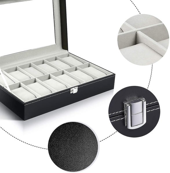 Watch Box Watch Case 12 Slot,pu Leather Watch Storage Display Box Case For 12 Wa Carousel 3