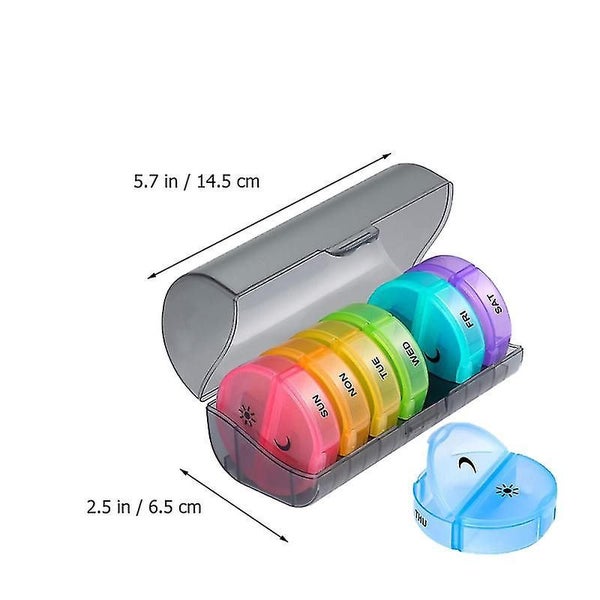 1 Set Weekly Pill Organizer Portable 7 Days Pill Box Case Travel Medicine Box Carousel 2