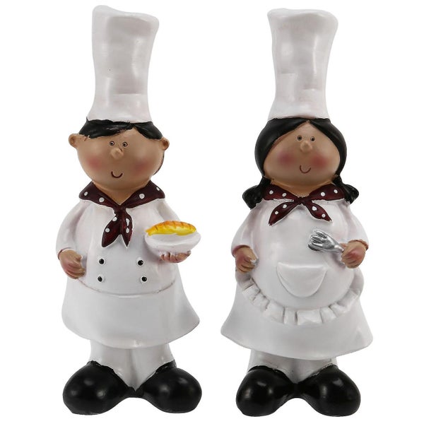 1 Pair Of Boy Chef Decoration Resin Crafts Wine Cabinet Restaurant Decoration Carousel 1