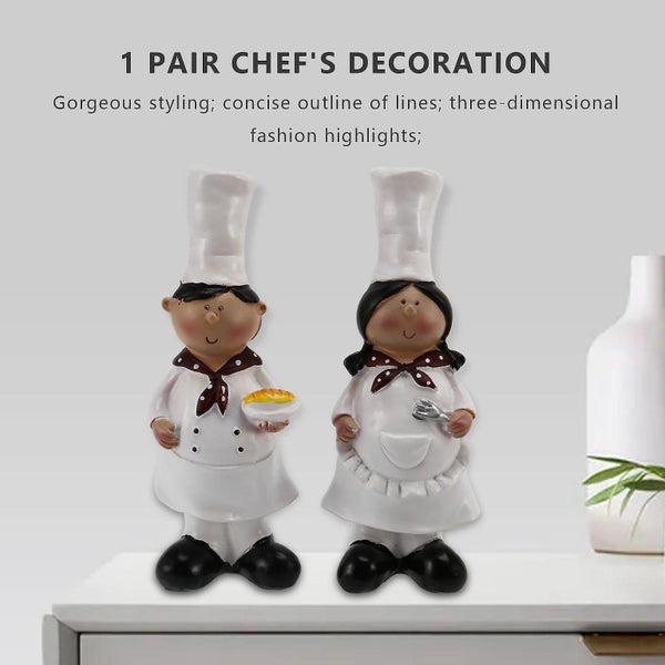 1 Pair Of Boy Chef Decoration Resin Crafts Wine Cabinet Restaurant Decoration Carousel 2