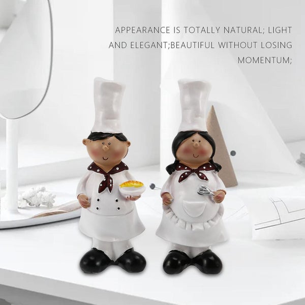 1 Pair Of Boy Chef Decoration Resin Crafts Wine Cabinet Restaurant Decoration Carousel 5