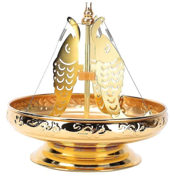 1pc Decorative Incense Coil Tray Mosquito-repellent Incense Box With Lid Golden Carousel 1