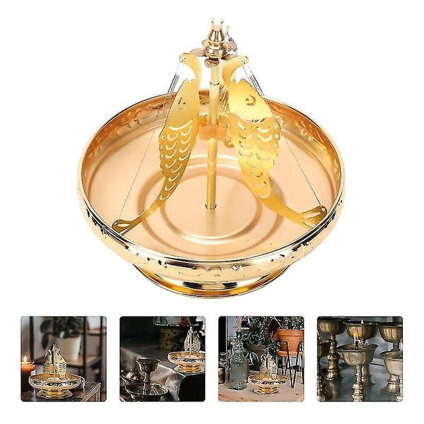 1pc Decorative Incense Coil Tray Mosquito-repellent Incense Box With Lid Golden Carousel 3