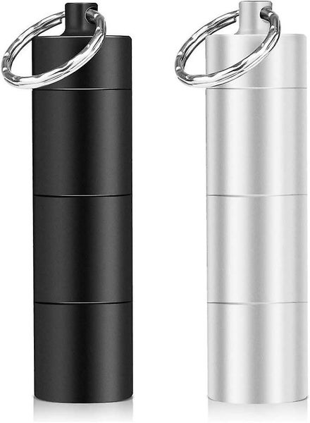2 Pack Pill Box Key Ring Waterproof With 3 Divisible Compartments, Small Pill Bo Carousel 1