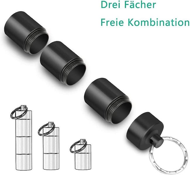 2 Pack Pill Box Key Ring Waterproof With 3 Divisible Compartments, Small Pill Bo Carousel 2