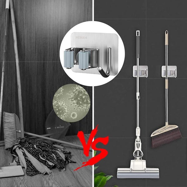 (2pack)mop Broom Holder,sus304 Stainless Steel Mop Holder Organizer, Self Adhesi Carousel 4
