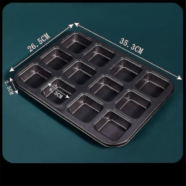 12 Cup Square Muffin Cake Mold Nonstick Pastry Tool (gold) Carousel 2