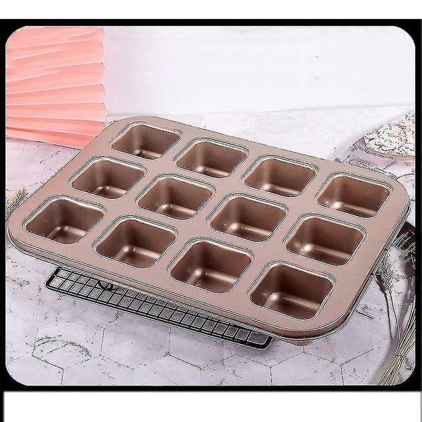 12 Cup Square Muffin Cake Mold Nonstick Pastry Tool (gold) Carousel 5