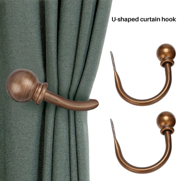 2 Metal Decorative Curtain Holdbacks, Window Drapery Tiebacks For Bedroom, With Carousel 2