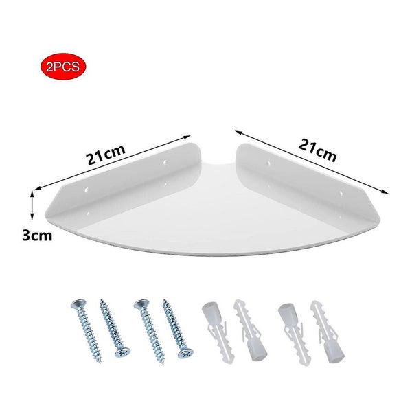 2 Pcs Acrylic Wall Mount Floating Shelves Quarter Shower Shelf Hanging Shelves W Carousel 1
