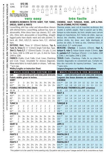 Butterick Pattern 3039 Women's Petite Shirt Top Tunic Dress Carousel 2