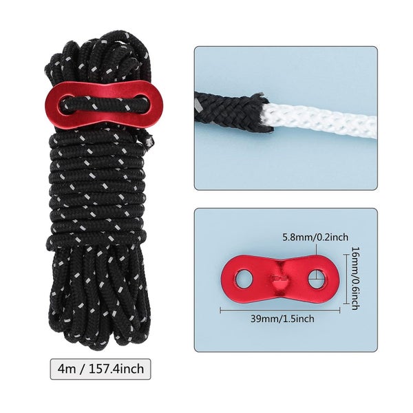 10 Pieces Reflective Tent Rope, 4m Nylon Reflective Tent Rope With Aluminum Adju Carousel 2