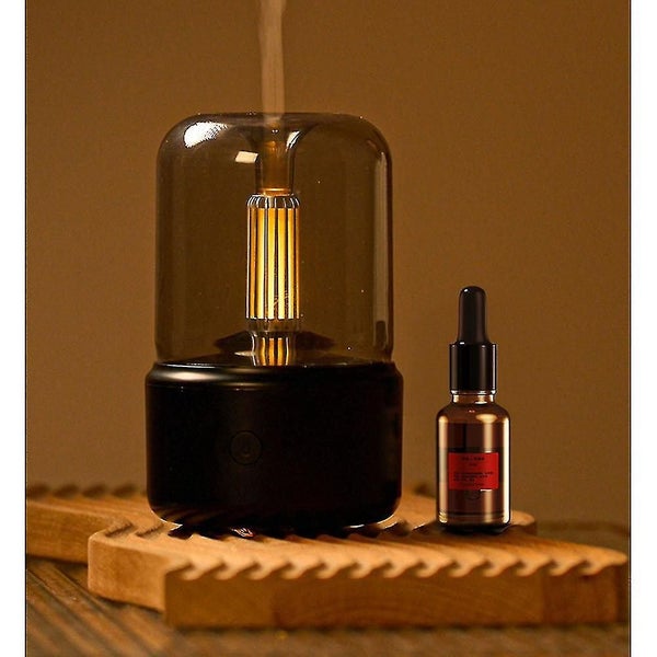 120ml Candle Lamp Aroma Diffuser Air Humidifier Electric Flame Black Carousel 2