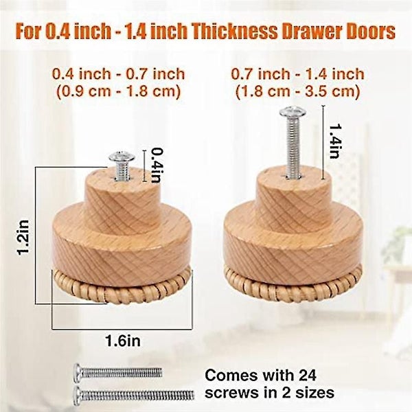 12pcs Boho Rattan Dresser Knobs- Durable Beech Wood Drawer Knobs Handmade Wicker Carousel 2