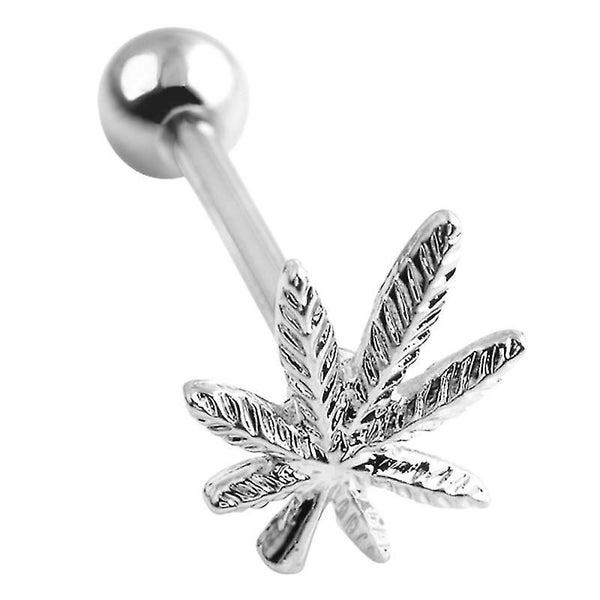 1pc Leaf Shaped Metal Tongue Pin Creative Nose Piercing Ring Fashion Belly Butto Carousel 1