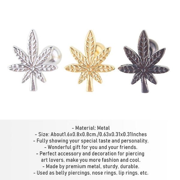 1pc Leaf Shaped Metal Tongue Pin Creative Nose Piercing Ring Fashion Belly Butto Carousel 2