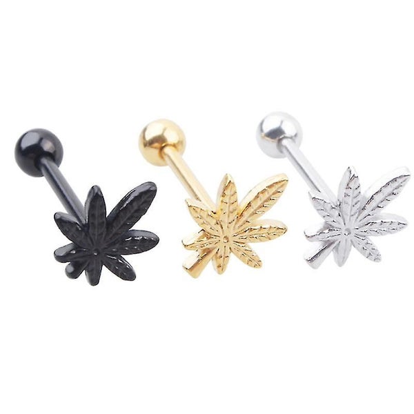 1pc Leaf Shaped Metal Tongue Pin Creative Nose Piercing Ring Fashion Belly Butto Carousel 3