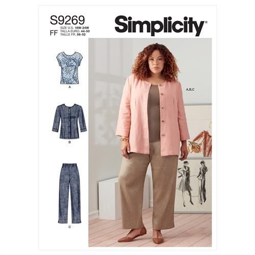 Simplicity Pattern 9269 Women Jacket Top Pants FF (18W-20W-22W-24W) Carousel 1