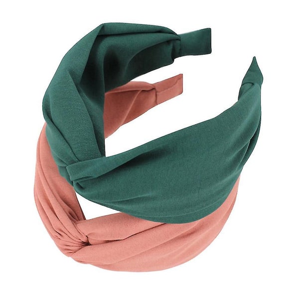 2pcs Head Bands Twine Cross Knot Elastic Wide Edge Hair Accessory Headdress Head Carousel 2