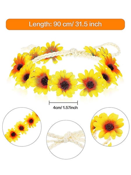 2pieces Sunflower Crown Hair Wreath Daisy Flower Headbands Carousel 2