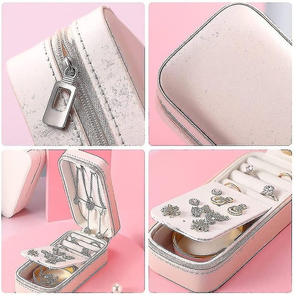 2-piece Mini Small Travel Pu Leather Jewelry Storage Box Carousel 2