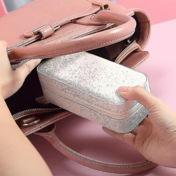 2-piece Mini Small Travel Pu Leather Jewelry Storage Box Carousel 3