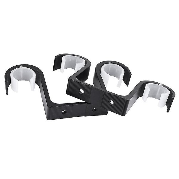 2pcs Double Curtain Rod Brackets Ceiling Mount Supports Aluminum Alloy Black Carousel 2