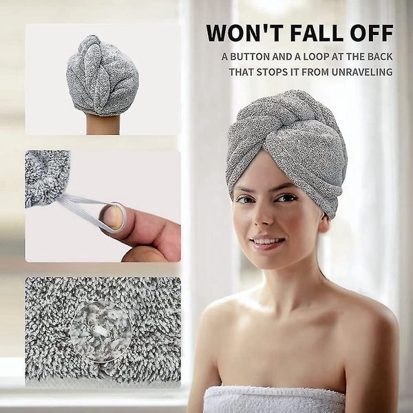 4 Pack Microfiber Hair Towel Wrap For Women Super Absorbent Hair Drying Towels W Carousel 4