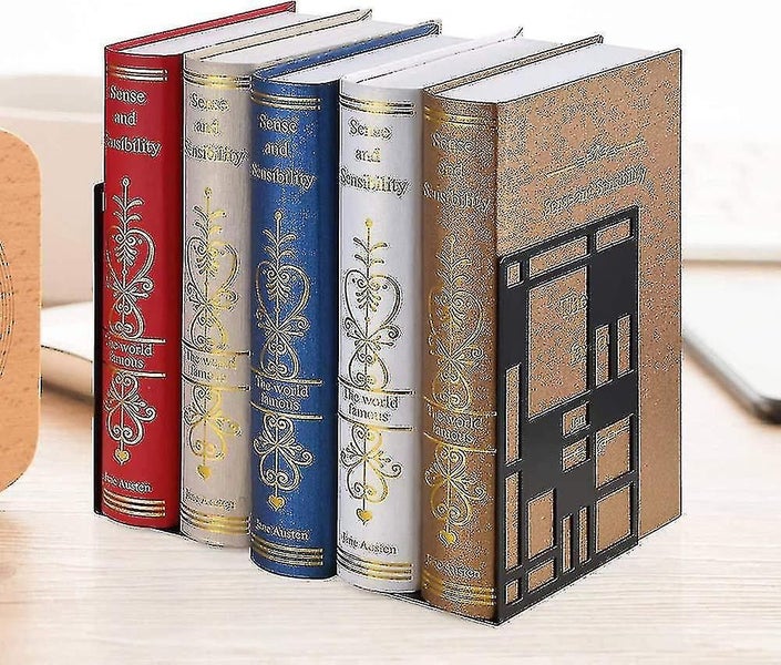 2 Pieces Bookends, Metal Bookends, Black Bookends, Design Bookends, Non-slip Bas Carousel 5