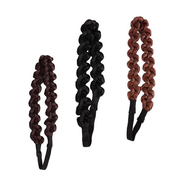 3pcs Wig Hair Hoops Knitted Headband Braid Hair Band Adorable Headwrap Women Hea Carousel 1