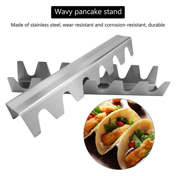 2pcs Stainless Steel Tortilla Stands, Tongs, Wavy Pancake Stand, Holder Carousel 5