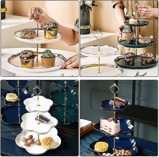 2-tiers Cupcake Tray Stand Crown Handle Hardware Fruit Plate Fittings(gold) Carousel 5