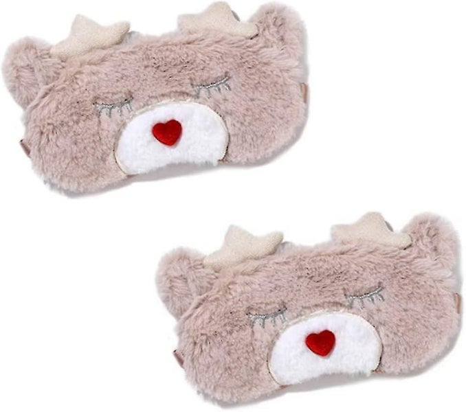 2 Pieces Cartoon Blindfold Lovely Plush Travel Blindfold Sleep Eye Mask For Gir Carousel 1