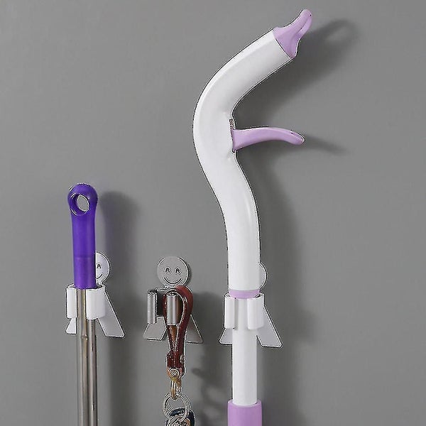 2 Pieces Non Punch Adhesive Wall Mounted Mop Holder Hanger Clip Seamless Mop Hoo Carousel 5
