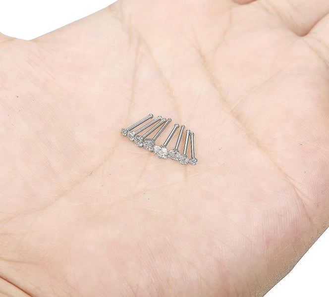 20g Stainless Steel ,nose Rings Studs L-shape Piercing Body Jewelry 1.5mm 2mm 2 Carousel 5