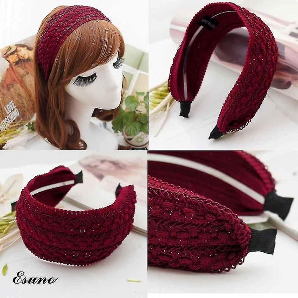 3pcs Wide Hard Headbands, Fashion Vintage Handmade Hair Band Woven Retro Fabric Carousel 2