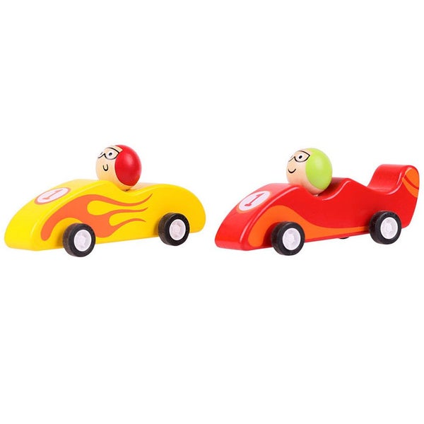 Bigjigs Toys Pull Back Racing Car (Pack of 2 - Red and Yellow) Carousel 1