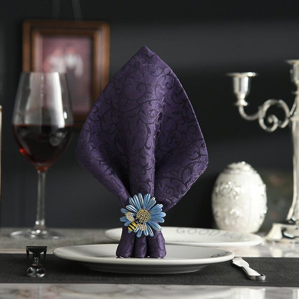 4pcs Napkin Rings Adorable Anti-rust Alloy Spring Flower Bee Painted Napkin Buck Carousel 2